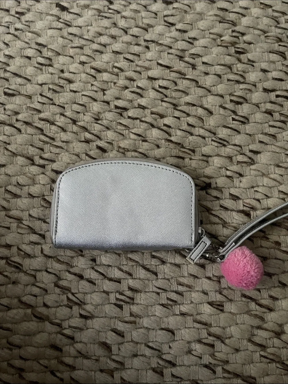 Kids Silver Unicorn Wristlet with Pink Pom Pom Charm